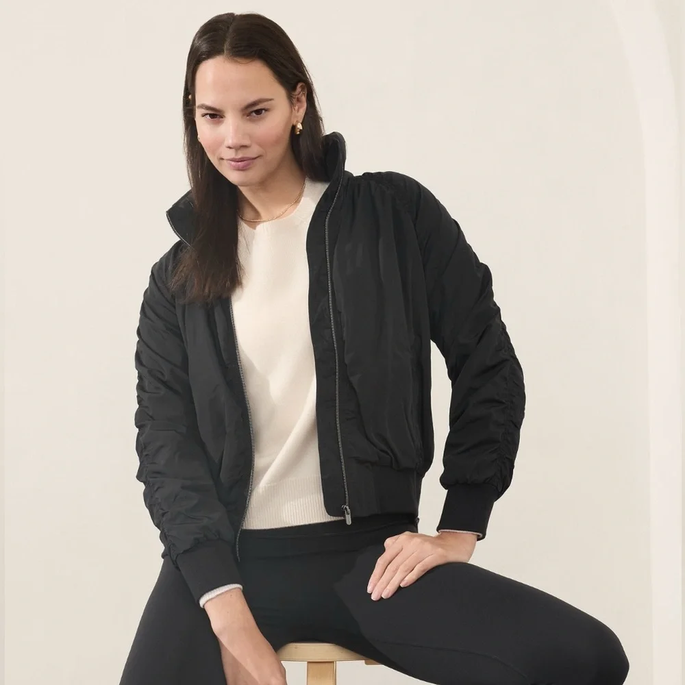 NWT Athleta Jetset Bomber Black Jacket Size Medium